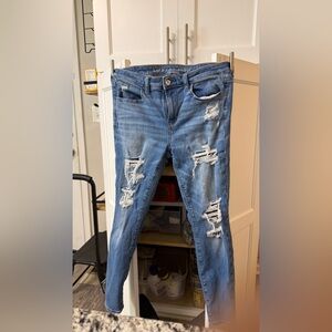American Eagle Outfitters Light Blue Distressed Skinny Jeans